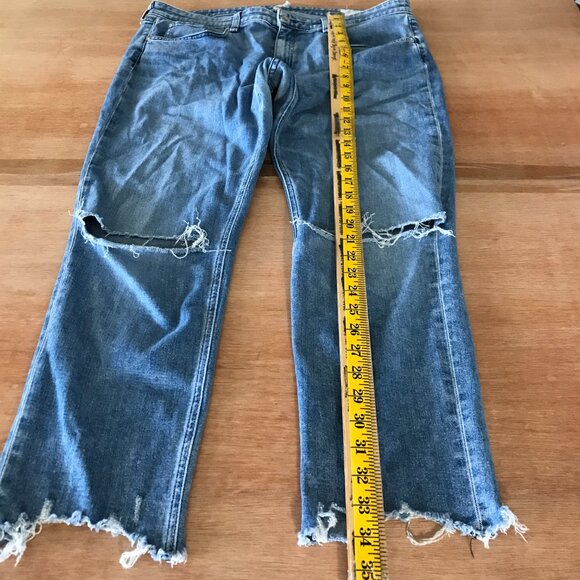 Rag Bone Dre Low Rise Slim Boyfriend Jeans Women 32 Blue Distressed Raw Hem - Picture 5 of 12